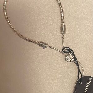 Pandora Silver Bracelet with Sparkling Heart Charm